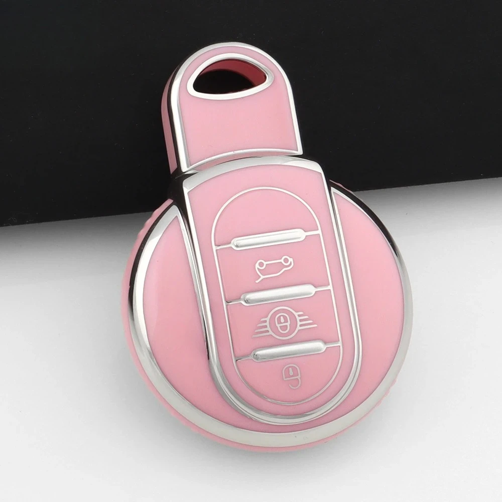 Pink TPU Car Key Case Cover Auto Fob Holder Shell For BMW Mini Cooper F55 F56 F57 F54 F60 JCW Clubman Countryman Accessories