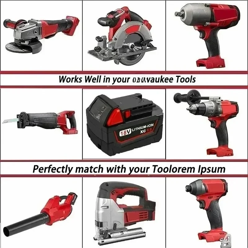 Nová lithiová baterie pro Milwaukee 18V M18 6.0AH, náhrada za Milwaukee M18 48-11-1815 48-11-1850 2604-22 - náhled 4