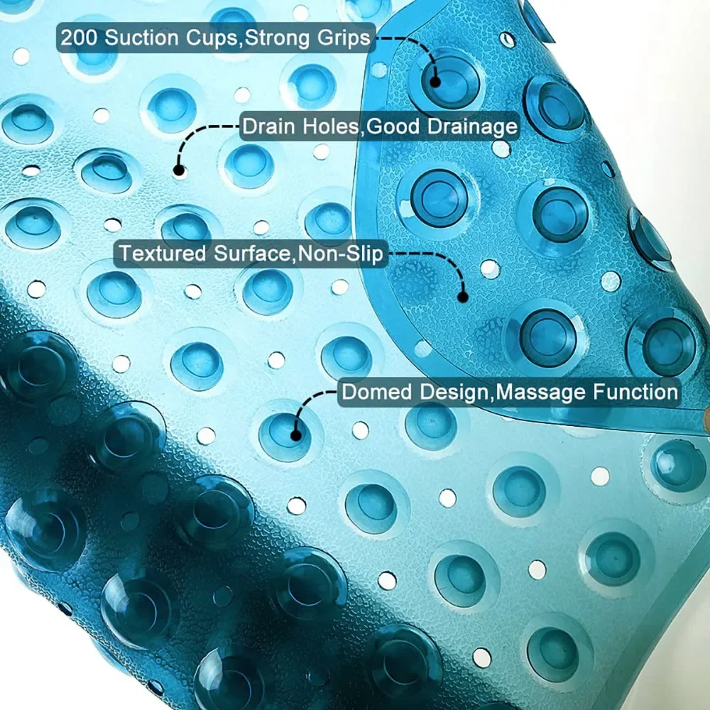 PVC Bathroom Non-slip Mat Bathtub Massage Mat Household Carpet Mat Shower Room Floor Mat with Suction Cup 100*40CM