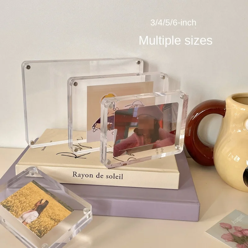 Simple and Transparent Acrylic Magnetic Absorption Photo Frame Table Setting Photo  Polaroid Aidu Small Card Desktop Display