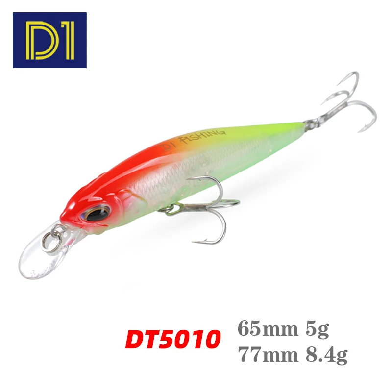 D1 Suspending Minnow Fishing Lure 65mm 5g 77mm 8.4g Hover Fry Wobblers Hard Bait Jerkbait Fishing Tackle For Bass Pike DT5010