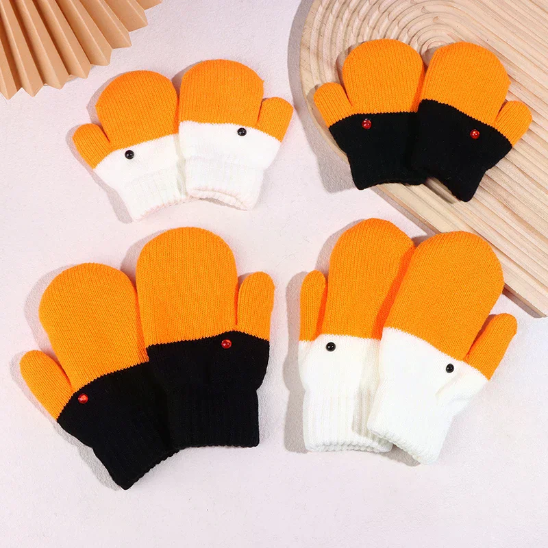 1 زوج لطيف مضحك أوزة قفازات محبوكة للنساء الشتاء الصوف مبطن سميكة طبقة مزدوجة قفازات دافئة Coldproof