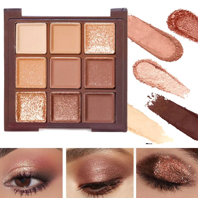 

Pearlescent Eyeshadow Palette Chocolate Color Shimmer Shiny Eye shadow Matte Glitter Finish Makeup Party Performance Cosmetics