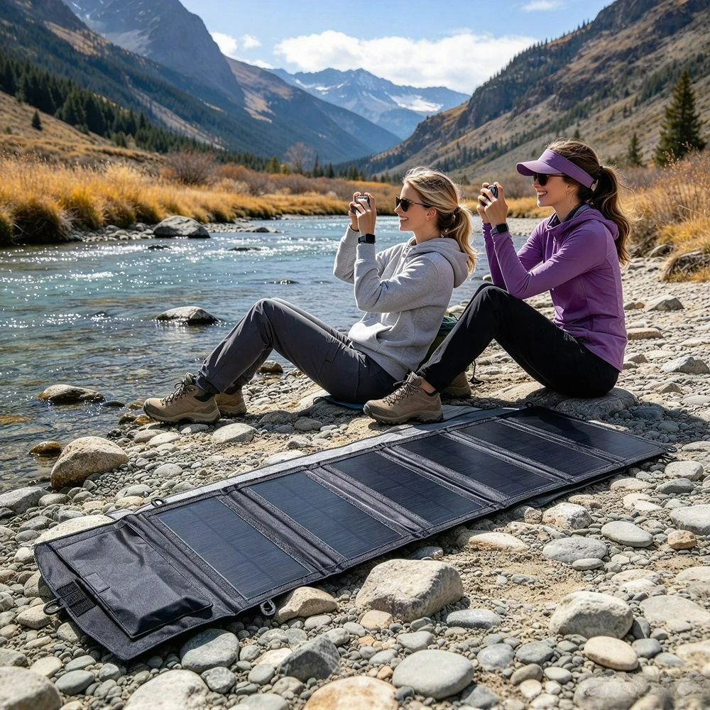 Dual USB Foldable Solar Panel Charger 25W Portable Waterproof Solar Power Bank for Outdoor Camping Hiking Fishing Climbing