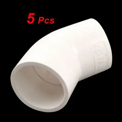PVC-U 32mm Drainage Pipe Adapter Connector 45 Degree Elbow White 5 Pcs