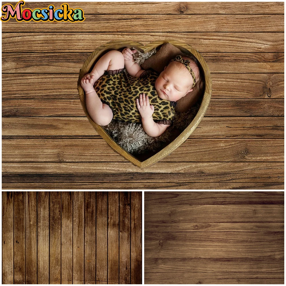 Mocsicka Wood Floor Photo Background Photography Soft Fabric Washable Newborn Baby Backdrops Wedding Birthday Party Decor Banner