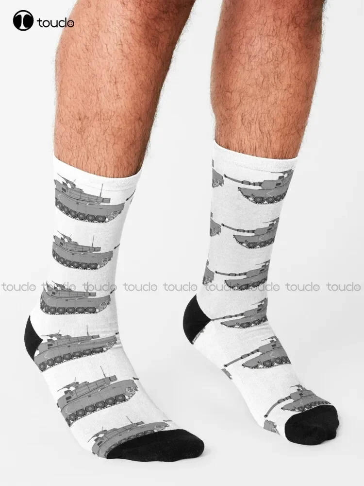 Tank On The Way Military Army Retro War Panzer Ww2 Vintage Socks Girls Crew Socks Street Skateboard Socks Creative Funny Socks view 2