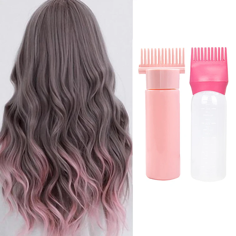 

2Pcs Plastic Hair Dye Refillable Bottle Applicator Comb Oil Comb Dispensing Salon Hair Coloring Hairdressing Styling Tool