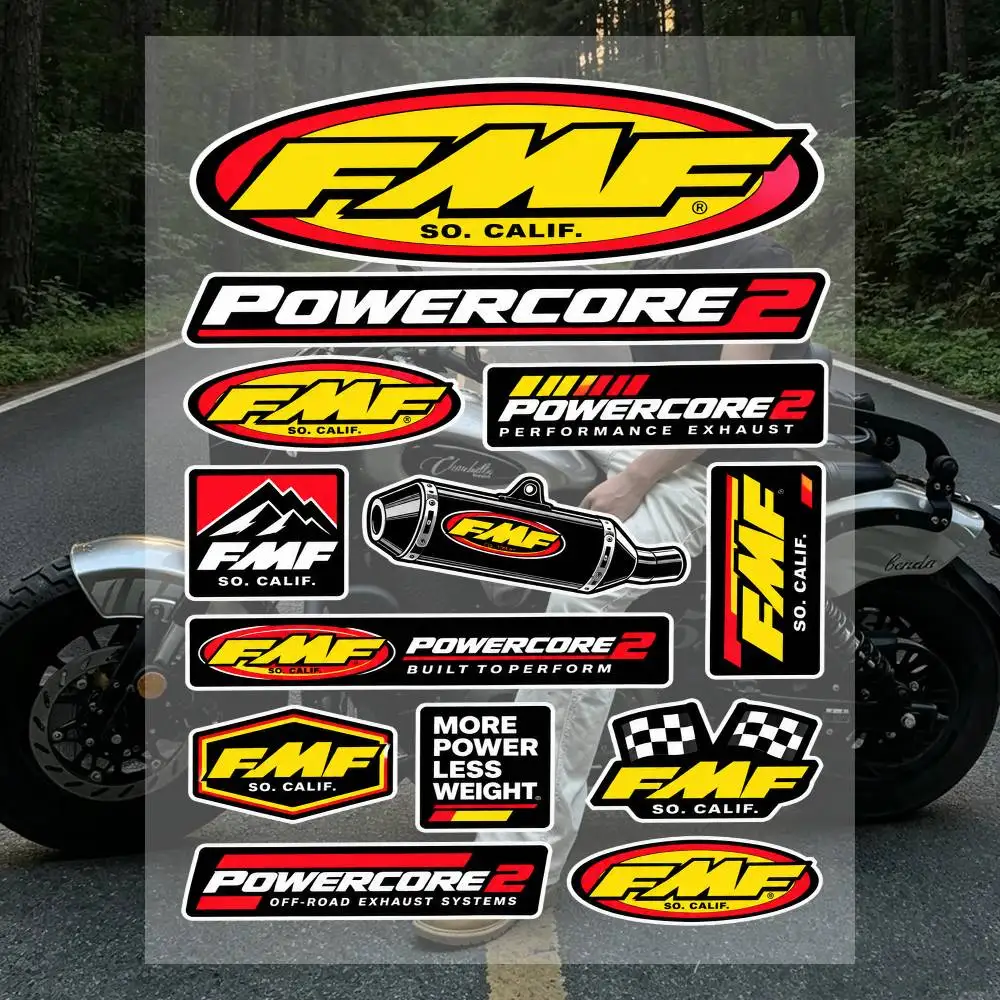 FMF POWER-R-COR-R-E2 Sticker Sheet Waterproof Vinyl Decals Racing Logo Stickers For Moto Helmet Car Bike Laptop Stickers