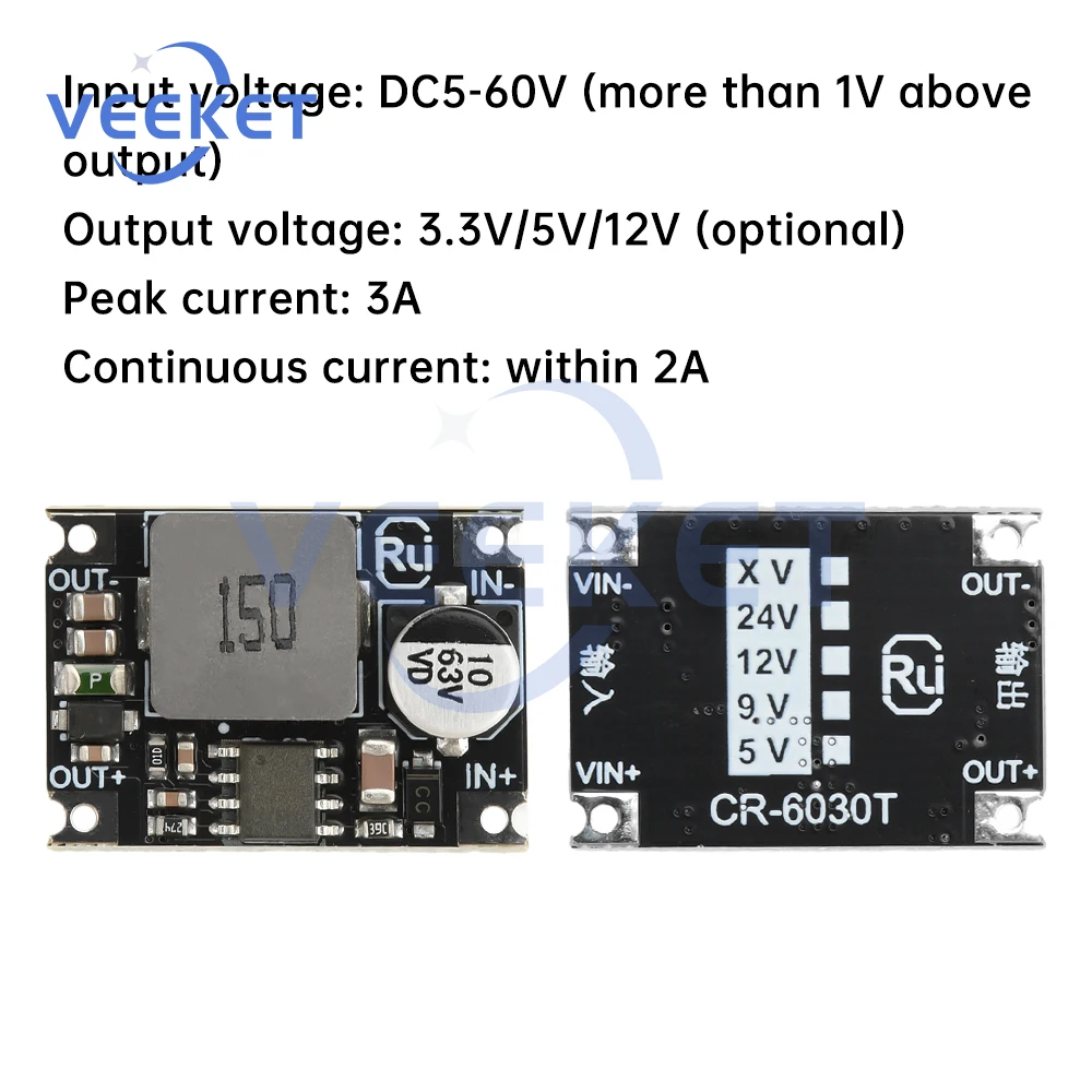 Módulo reductor de DC-DC DC5-60V a DC3.3V DC5V DC12V módulo reductor conversión de energía Mini módulo regulador adaptador de corriente