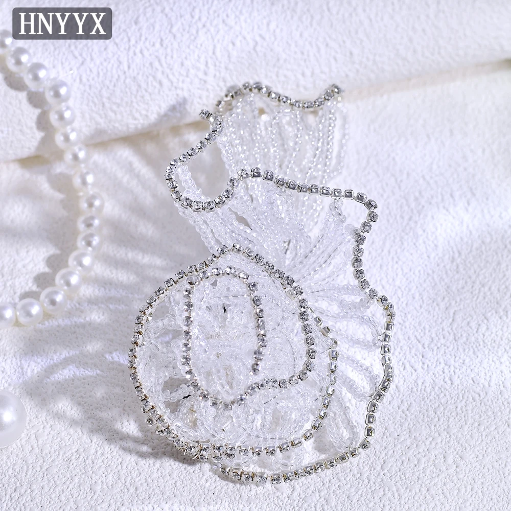 

HNYYX White Color Beaded Flower Bride Hair Clips Handmade Wedding Bridesmaid Headband Women Daily Hair Accessories A109
