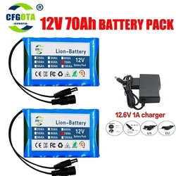 12V 70000mah battery 18650 Li-ion 70Ah Rechargeable batteries with BMS Lithium Battery packs Protection Board +12.6V Charger