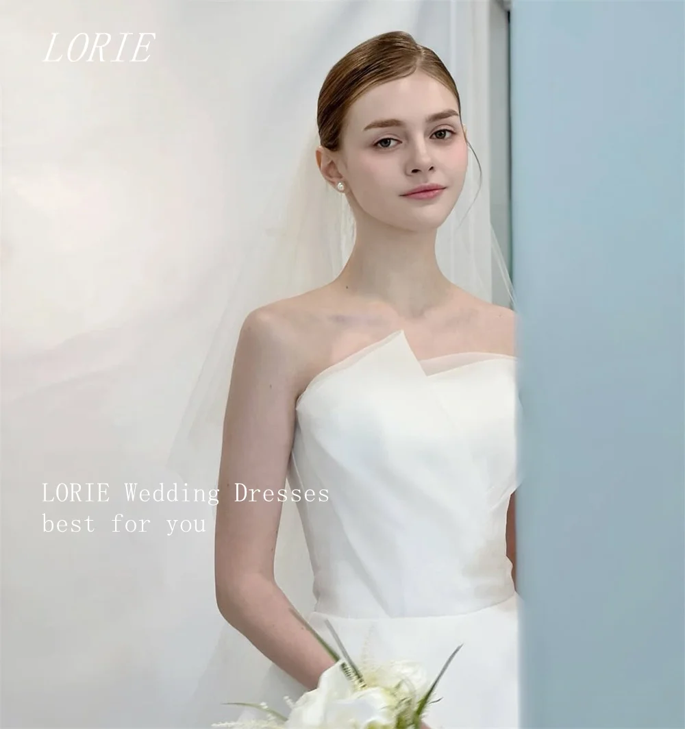 LORIE Luxury A Line Civil Wedding Dress Clear Strapless Bridal Dresses Elegant Waist Cinching Wedding Gown Customized 2026