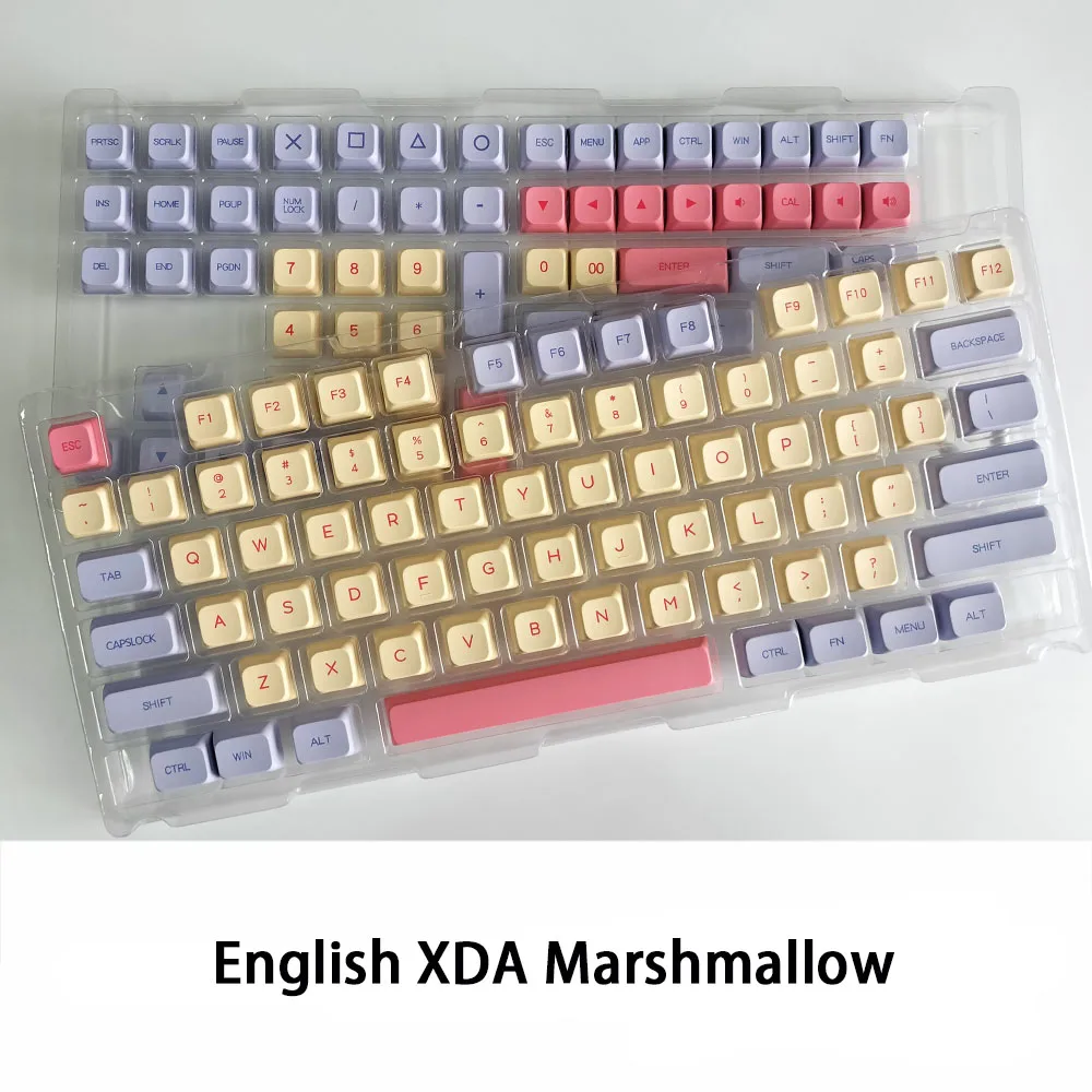 132 Keys Marshmallow XDA Keycaps For Mx Switch Mechanical Keyboard Dye Sublimation PBT Keycap Purple Yellow Key Caps GMMK Pro