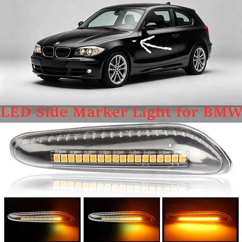 Dynamic Crystal LED Side Marker Light for BMW 1 Series 3 Series 5 X1 X3 E46 E60 E61 E81 E82 E83 E84 E87 E88 E90 E91 E92 E93