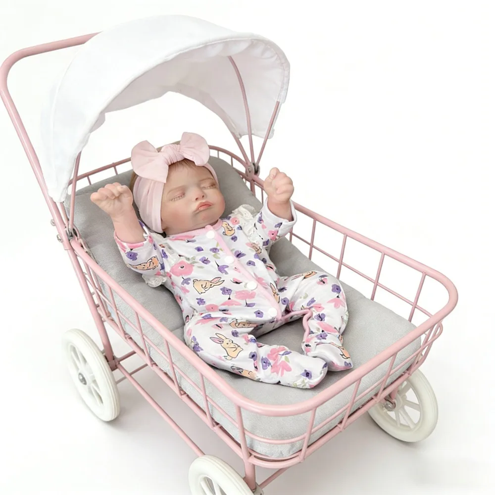 45CM Vollvinyl Reborn Baby Puppe Rosalie Neugeborenes Mädchen Handbemalte 3D-Haut mit Sichtbaren Venen Bonecas Bebes Reborn