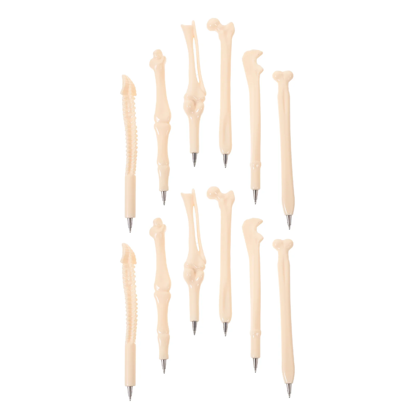 

12 шт., шариковые ручки с костяным дизайном, синие чернила, гладкие письменные принадлежности, портативные офисные принадлежности, креативные инструменты для письма на Хэллоуин, новинка