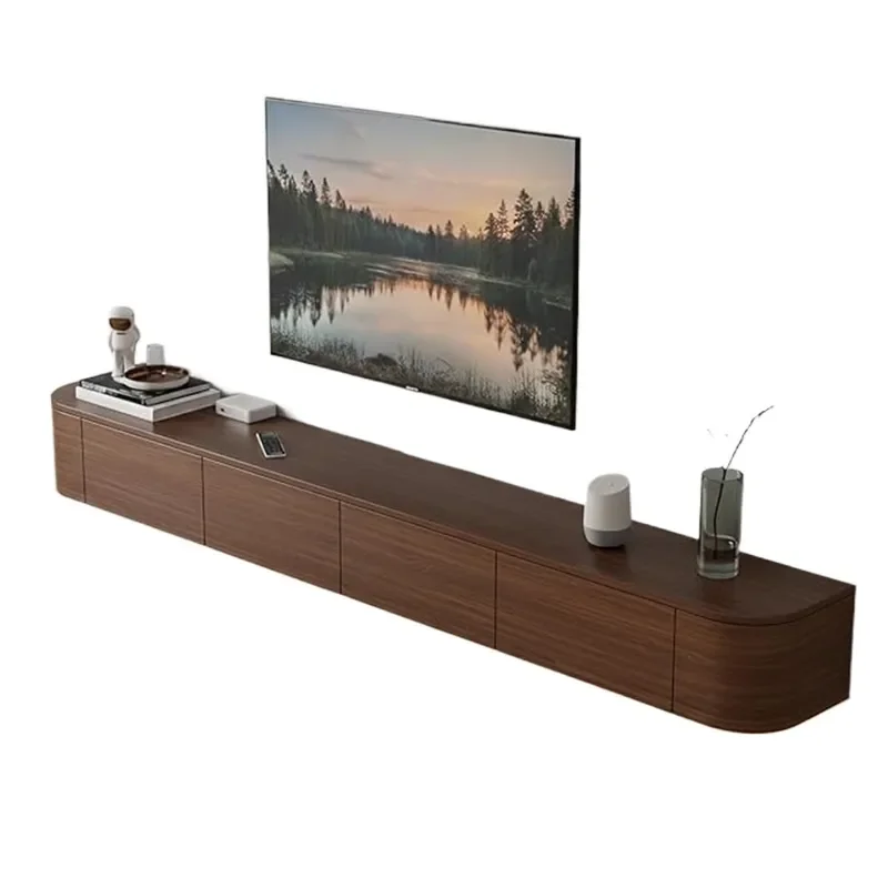 Medieval Style Wall Mounted TV Cabinet with Three Drawers Arc Corner Design for Living Room Home Furniture Hot Selling
