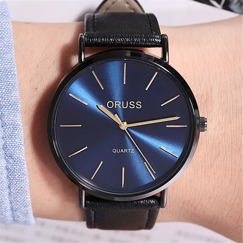 Ultra-thin fashion trend Men's authentic high-quality leather belt watch Student Watch Watch Men's watch