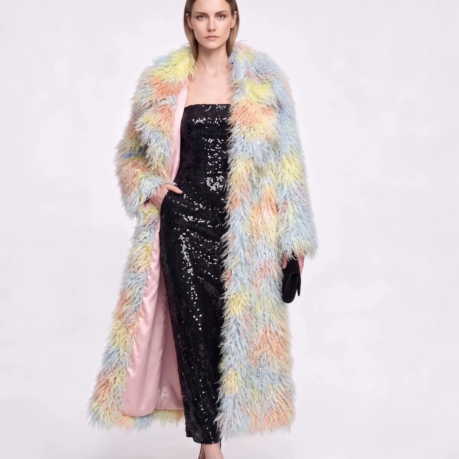 Colored Anti-top Card Stall Wool Fur Coat for Women Imitation Fur Long Suit Collar Winter Women's Coat