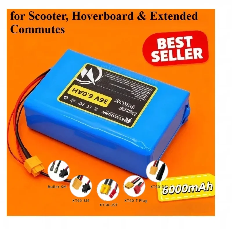 

6.0Ah (216Wh) High Capacity Rechargeable Battery – Reliable Power Pack for Scooter, Hoverboard & Extended Commutes