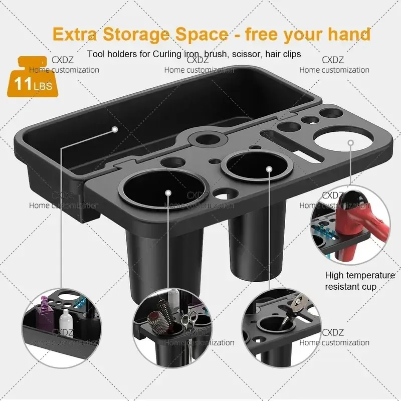 Double Layer Aluminum Hairdressing Tool Tray Multifunctional Lifting Storage Shelf for Barber Shop Salon Manufacturer