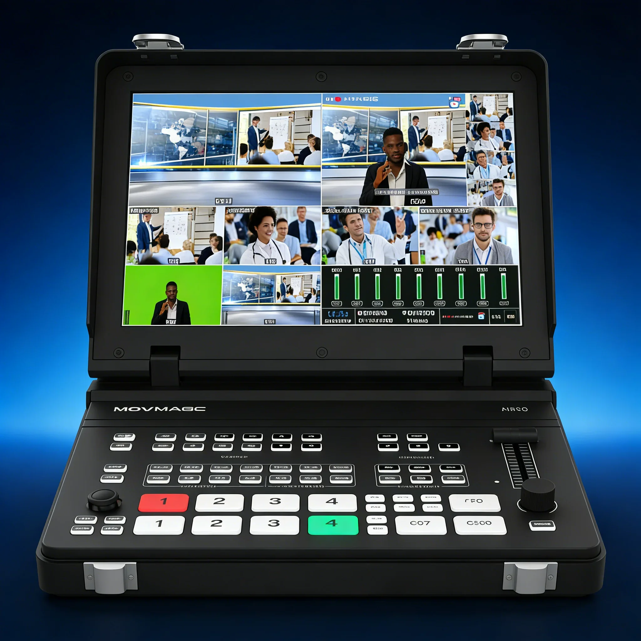 Movmagic MF10 5-CH Flip-Style Live Video Mixer Switcher HD/SDI Inputs Metal Construction Integrated Video Recording Playback PTZ