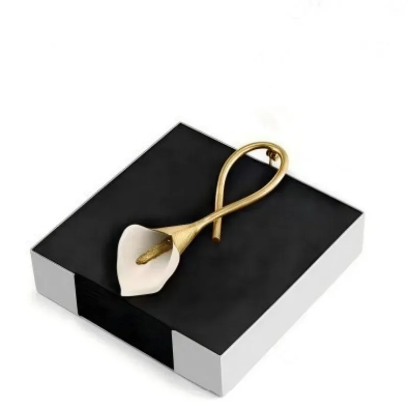 Square Horseshoe Lotus Tissue Box Restaurants Hotels Stainless Steel Storage Commercial Napkin Holder Countertop Decoration