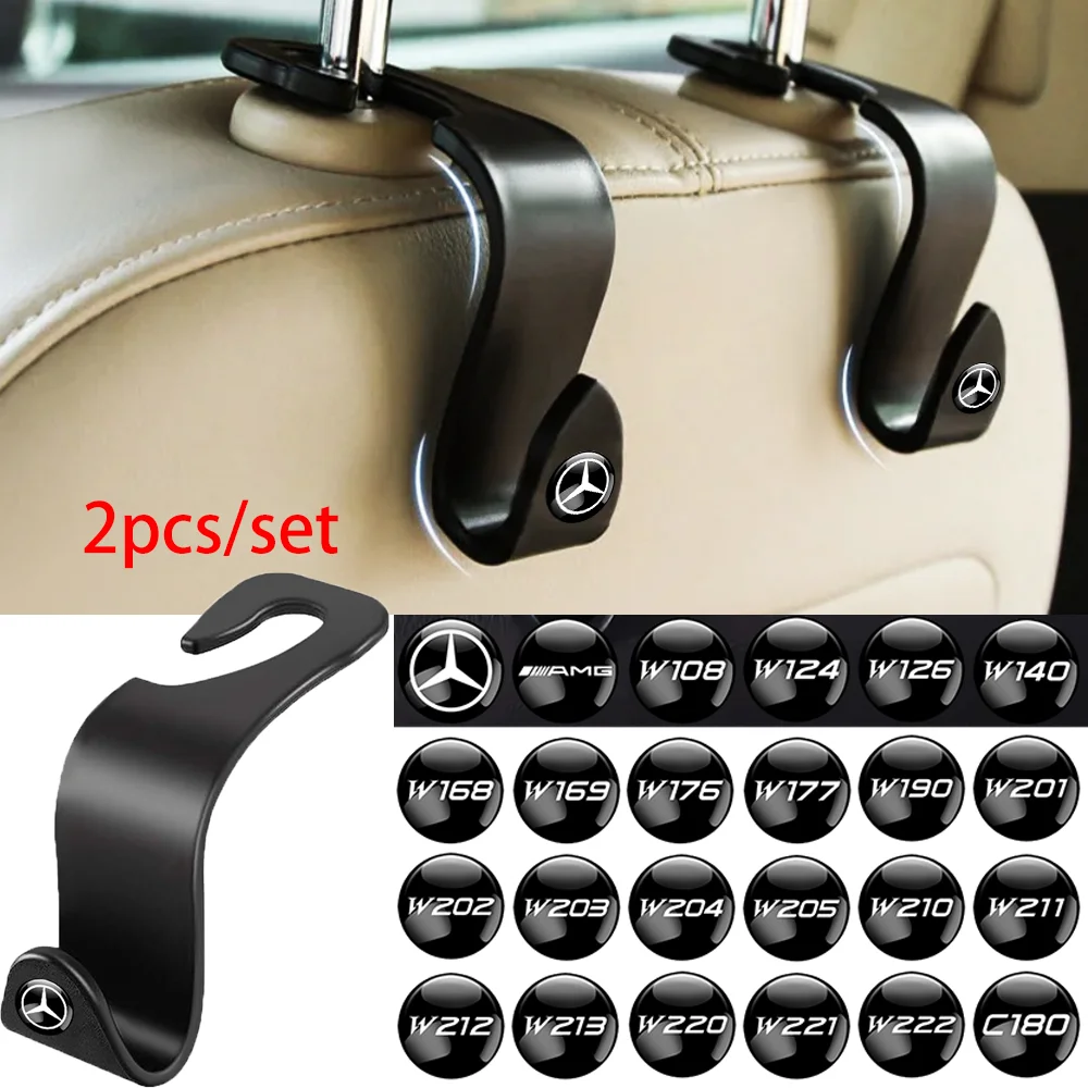 2pcs Car Seat Backrest Hidden Multi-Functional Hook Car Rear Seat Detachable Creative Headrest Small Hook For AMG Mercedes-Benz