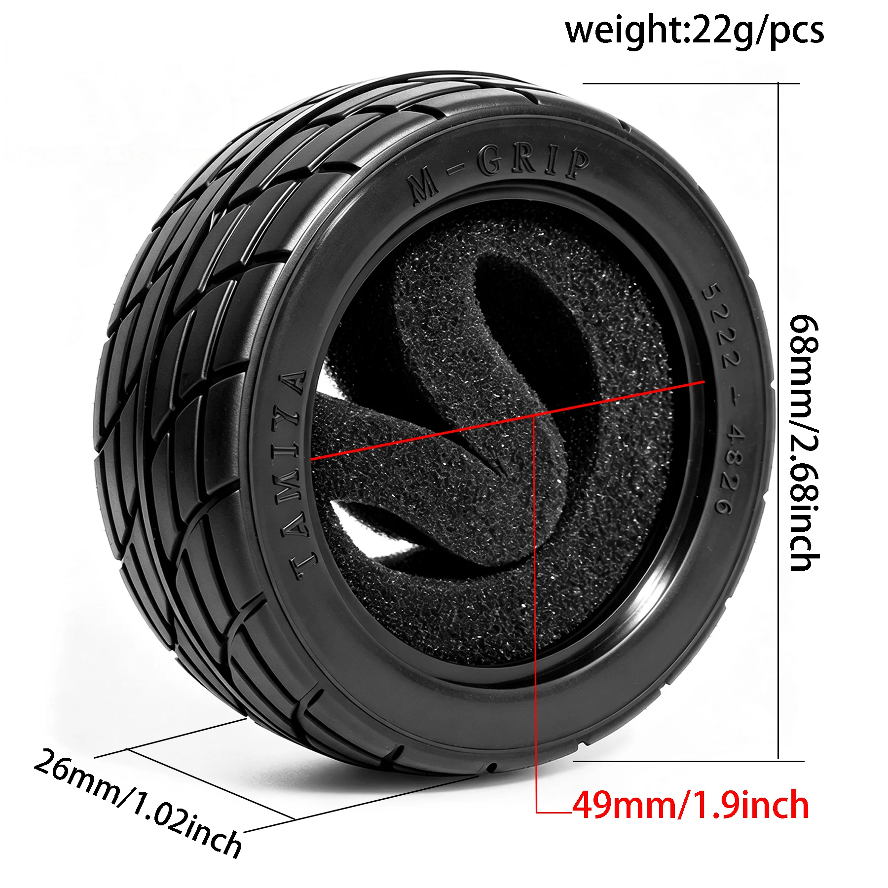 4Pcs 1/10 RC On‑Road Touring Flat Racing Tires for Tamiya TT01 TT02 HSP 94123 RC Car Replacement Upgrade Parts