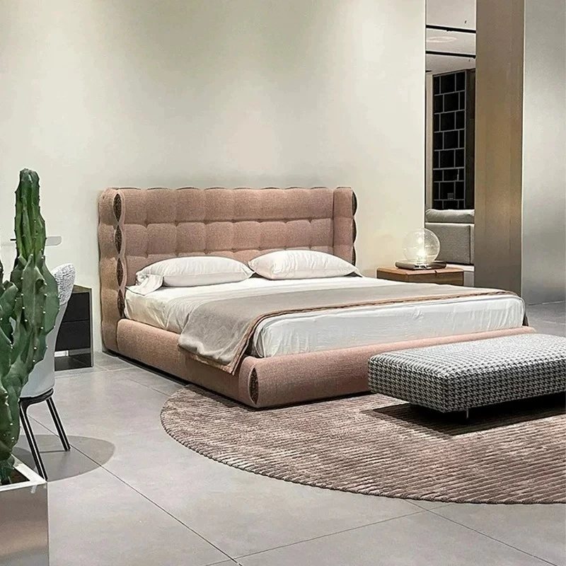 Italian minimalist pink princess bed biscuits master bed