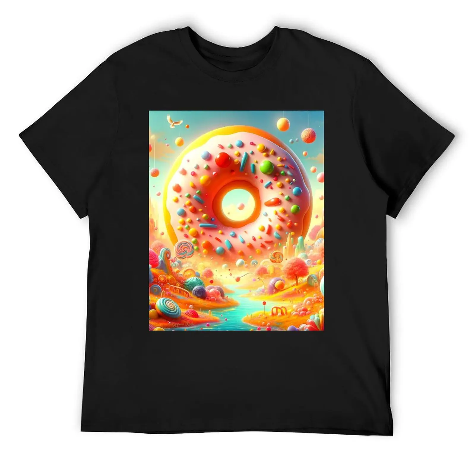 

Dough-lightful Decadence: Whimsical Candyland Doughnut Delight T-Shirt plain rapper graphic tees compression shirt men