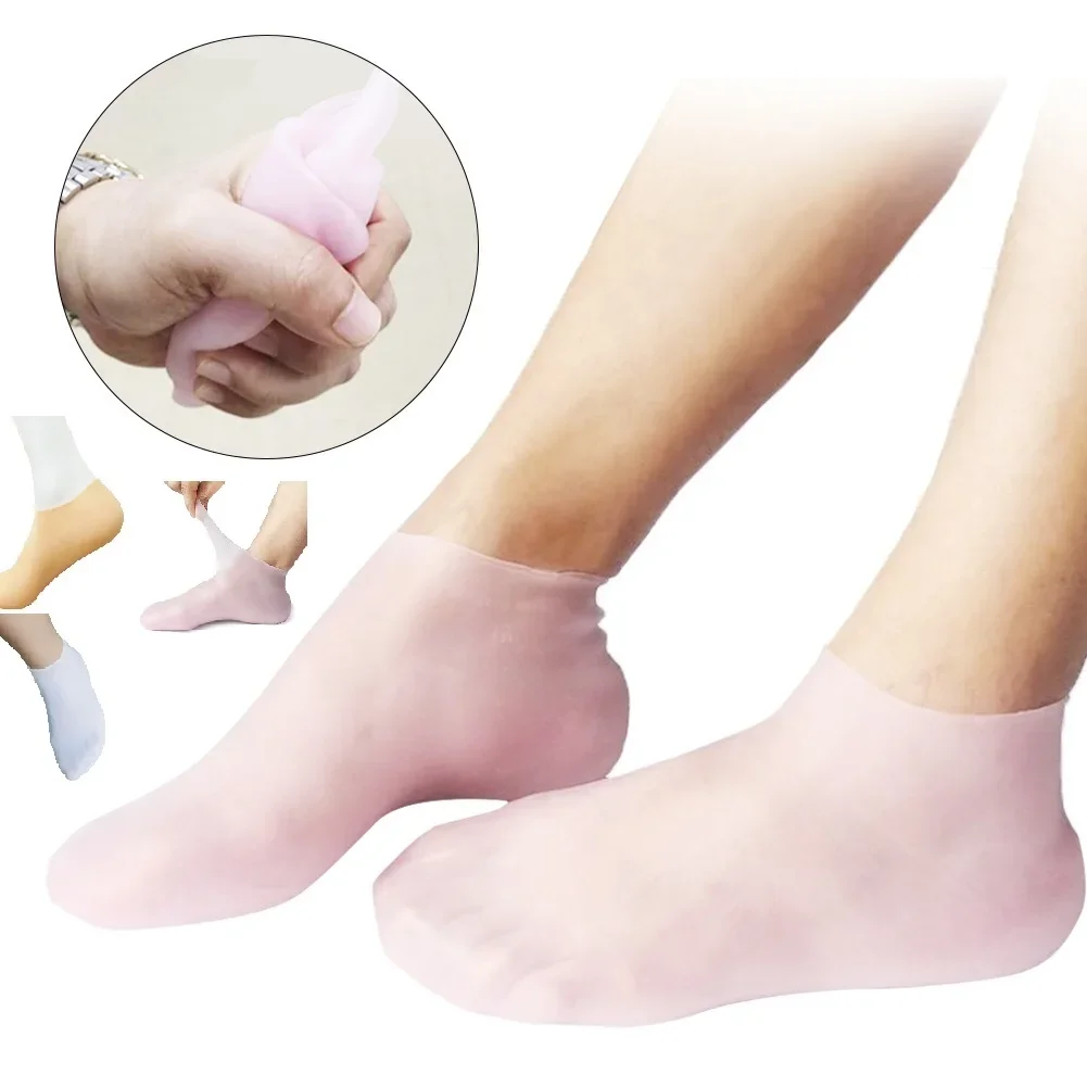 Calcetines de silicona para el cuidado de los pies, Gel hidratante antigrietas, piel muerta agrietada, Protector, alivio del dolor, antideslizantes, 2 uds.