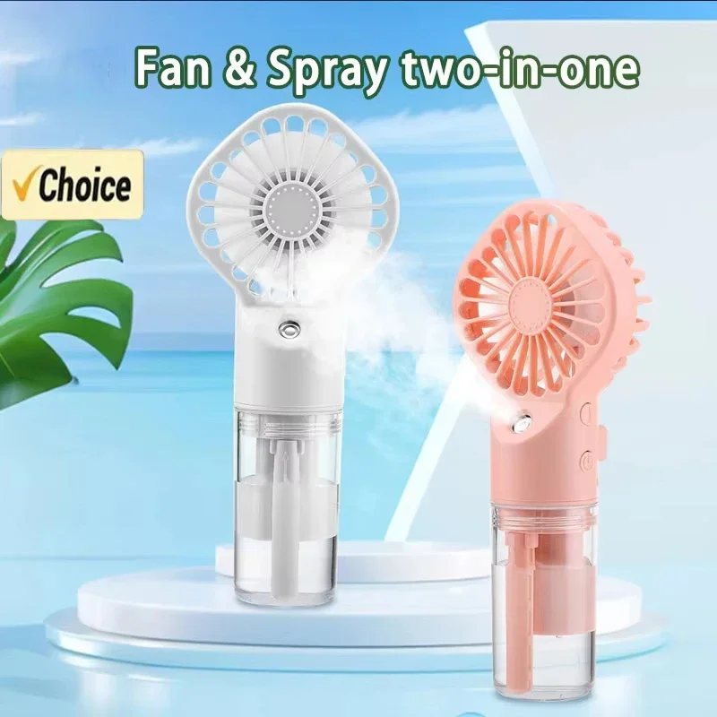 

Portable Water Mist Fan USB Charging Handheld Mini Quiet Air Cooling Fan 4 Speed Humidification Spray Fan for Home Office