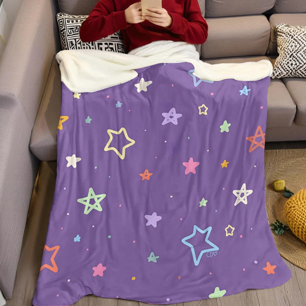Pink Yellow Stars Dense Super Soft Flannel Blanket Fuzzy Warm Throw Blanket for Bed Couch Cozy Plush Bed Cover All Season