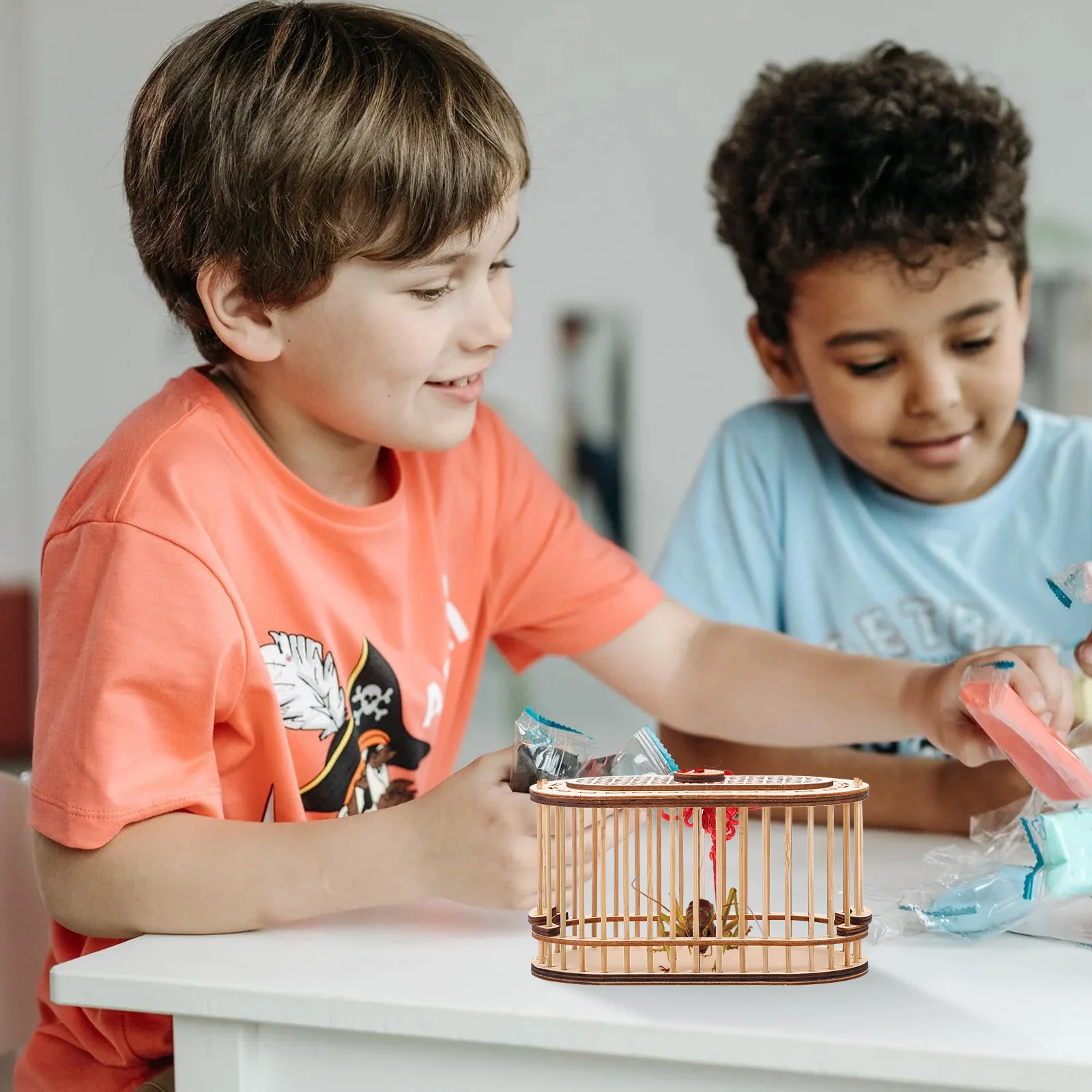 

Wooden Grasshopper Cage Double Layer Portable Cricket Storage Container For Insect Exploration Mini Durable Insect