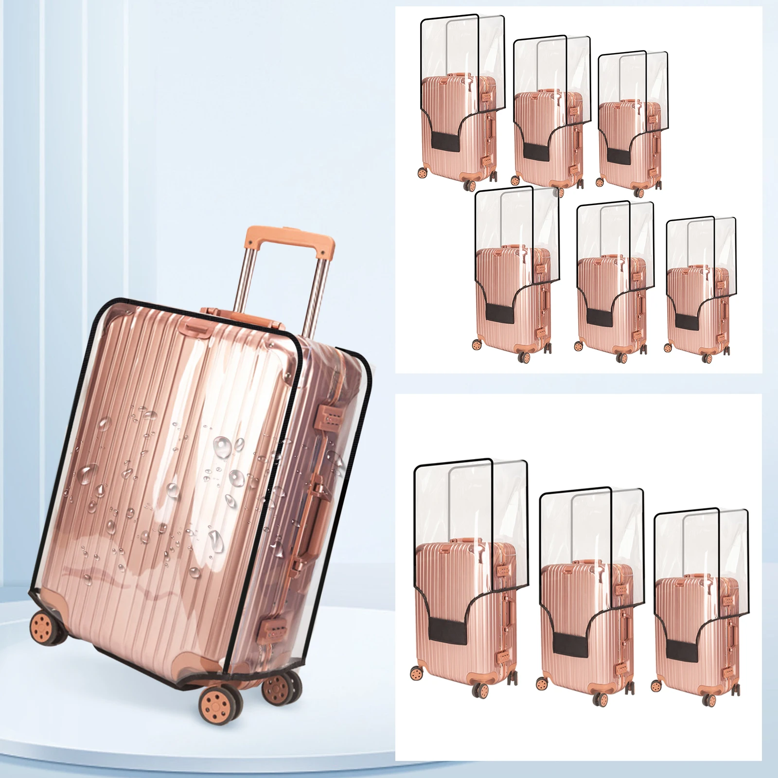 

3/6Pcs Transparent Luggage Protective Cover PVC Suitcase Cover Dustproof Waterproof Luggage Protector Wear-Resistant Outer Cover