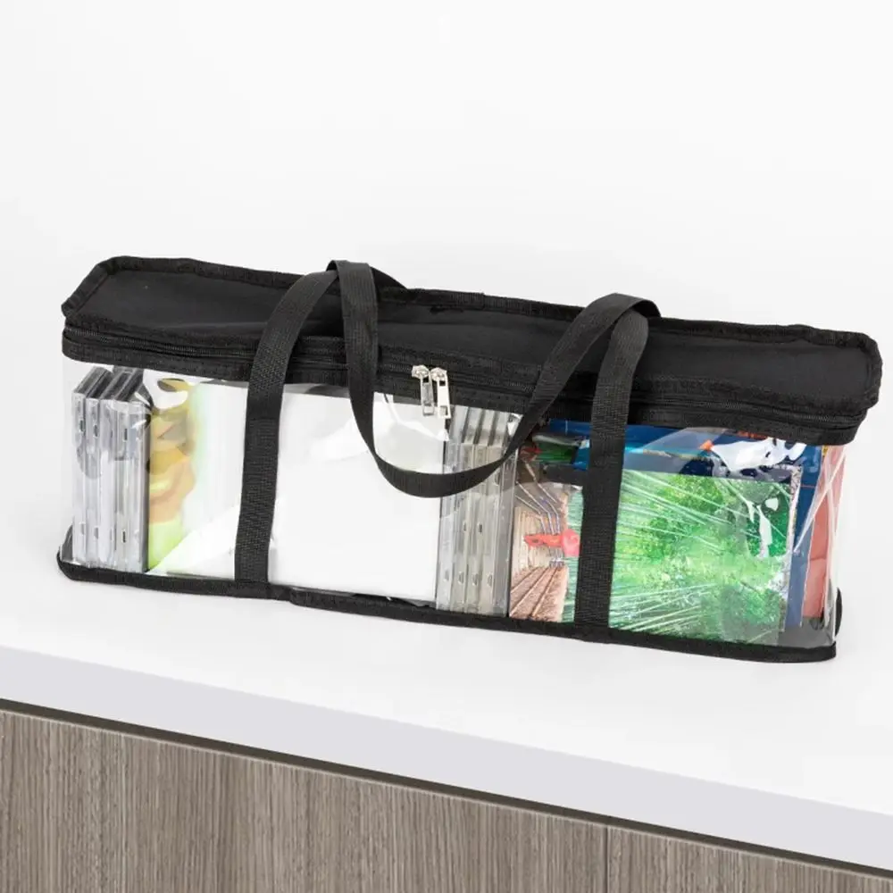 

Collapsible Pouch Dust Proof Book Storage Bag 60cm Clear CD Holder Case Large with Handles DVD Carry Bag Kids Toy