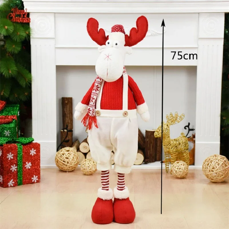 Plush Snowman Reindeer Santa Claus Toy with Retractable Legs Christmas Dolls Figure Children Gift Navidad Party Home Decoration