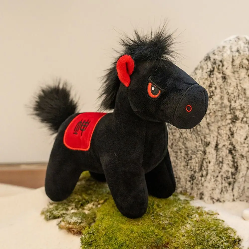 

Забавная креативная плюшевая кукла-лошадь, милые куклы-талисманы, мягкая кукла-животное, черная 12/28 см, стоячая плюшевая подушка, украшение для дома