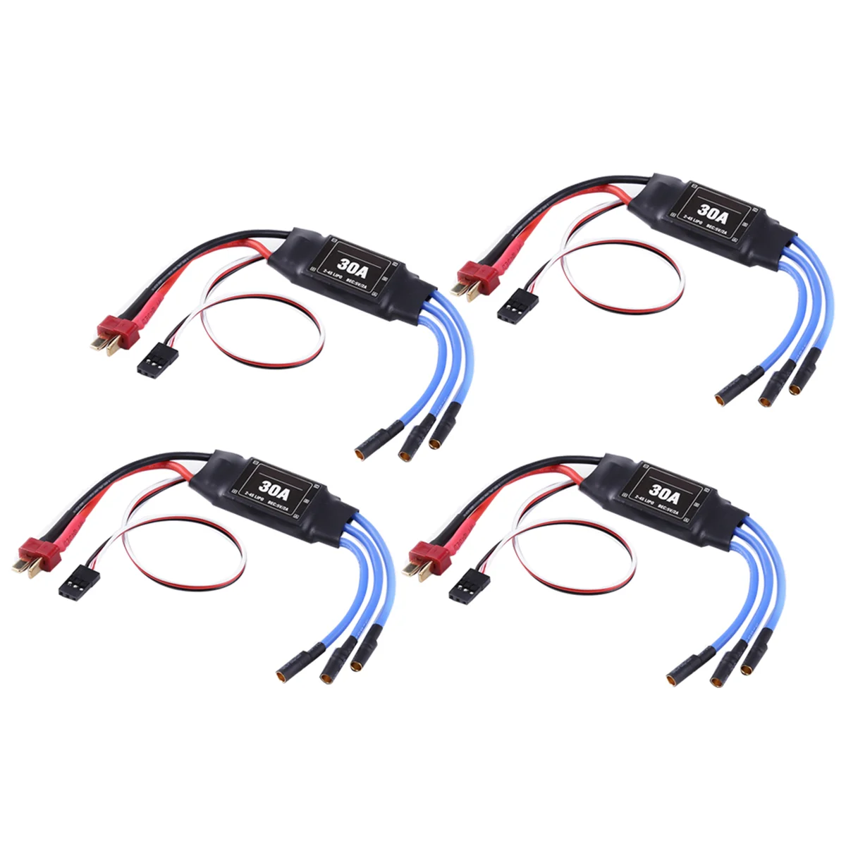 

4PCS 2-4S 30A RC Brushless ESC T Plug Electric Speed Controller 5V 2A for 2 to 4S Lipo Battery Multicopter Quadcopter