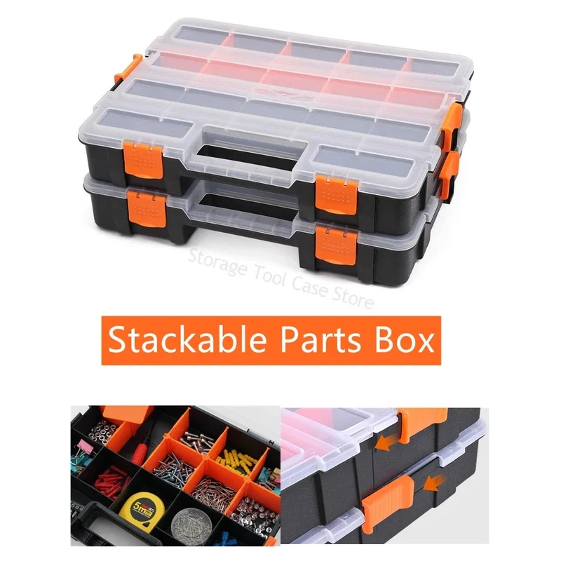 Plastic Tool Parts Box Screw Storage Box Stackable Toolbox Multi-grid Electronic Component Drill Bit Accessories Organizer Boxes