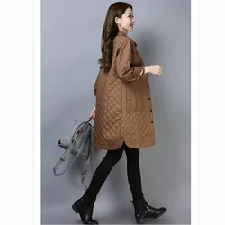 2023 primavera autunno donna nuova giacca imbottita sottile selvaggia media lunga giacca imbottita in cotone sciolto cappotto imbottito con utensili femminili Cardigan