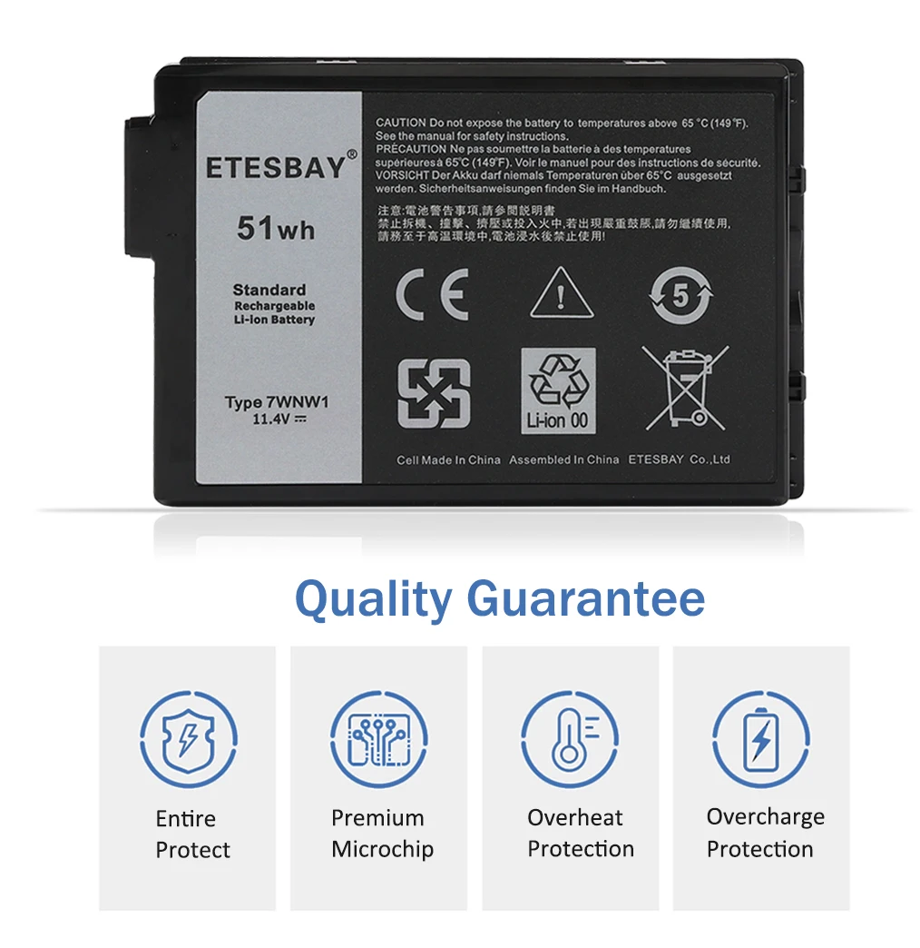 ETESBAY 7WNW1 Laptop Battery Replacement FOR Dell Latitude 7424 5424 5420 Rugged Extreme Series Notebook P85G P86G DMF8C 0DMF8C