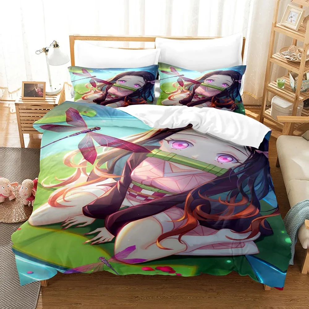 

Hot Kamado Nezuko Bedding Sets Anime Demon Slayer Bedspread for Teens Girls Cartoon Twin Single Queen King Full Duvet Cover Set