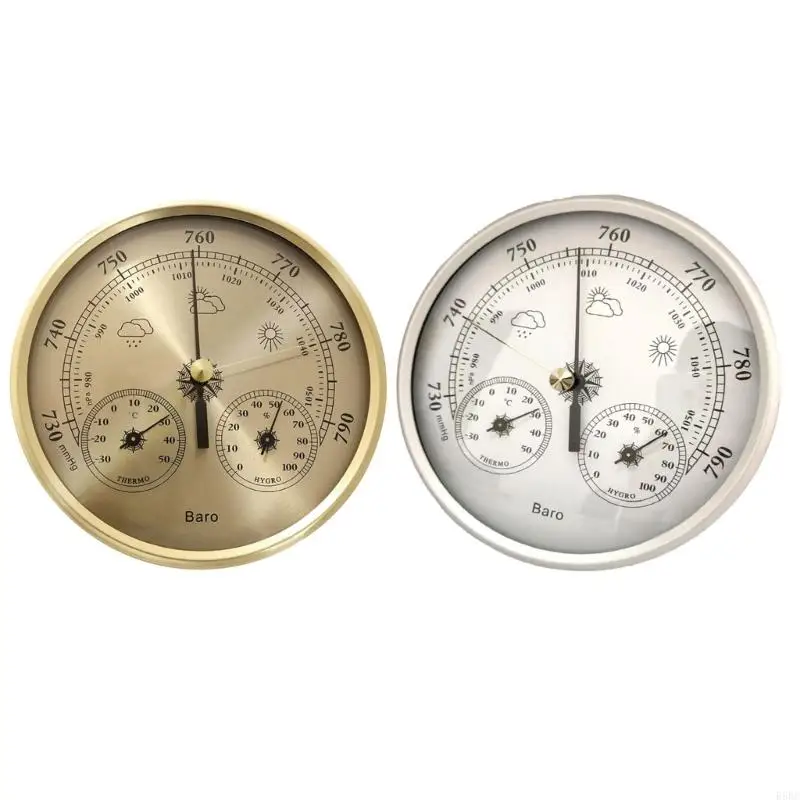

Stainless Steel Environmental Monitor Barometer Thermometer Hygrometer 130mm Diameter Display Large Dial for Fishing