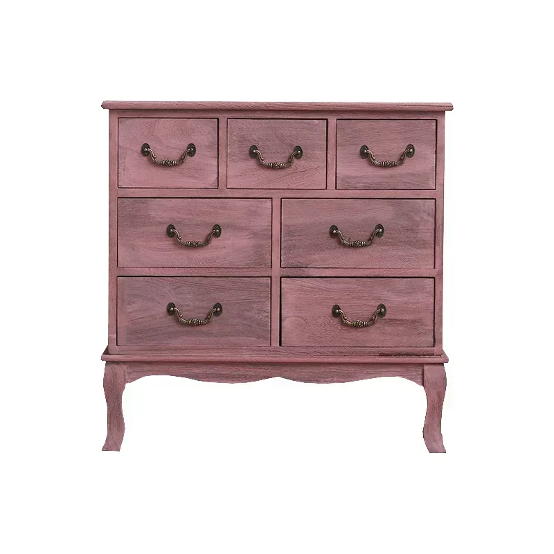 American Solid Wood Smooth Silent Drawer Cabinet Non-Rusting Handle Lockers for Wall Edge Storage