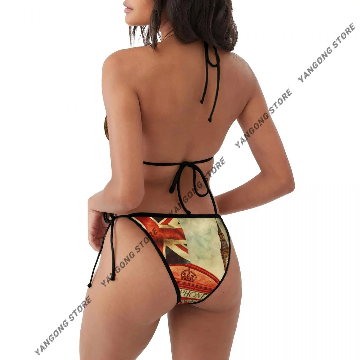 Woman Two Piece Swimsuit Red Phone Booth Big Ben The Union Jack Flag Swimwear Women's Bikini Set Sexy Bikini Low Wasit Bathsuit
