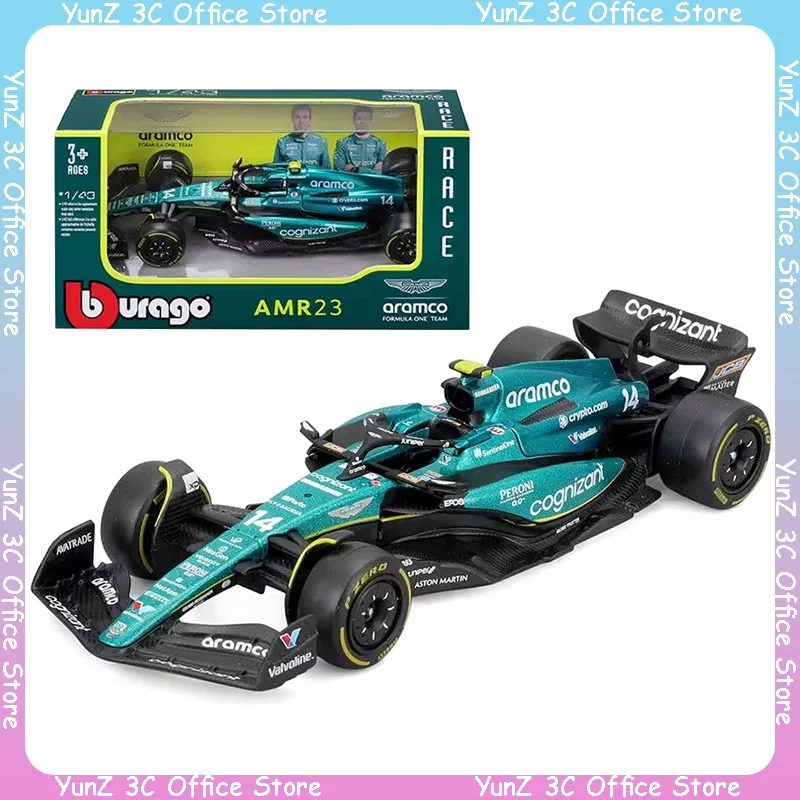 Bburago 2024 1:43 Aston Martin Amr23 F1 Car # 14 # 18 Racing Edition Diecast Model Alloy Luxury Vehicle 4/5000 Car Model Gift