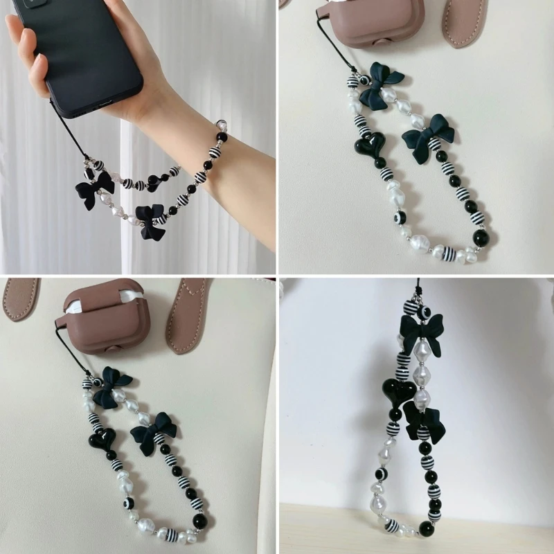 Candy-Colored Beaded Mobile Phone Chain Car Ornament Mobile Phones Charm Strap Keychain Bag Pendant Decoration Accessory